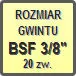 Piktogram - Rozmiar gwintu: BSF 3/8" 20zw.